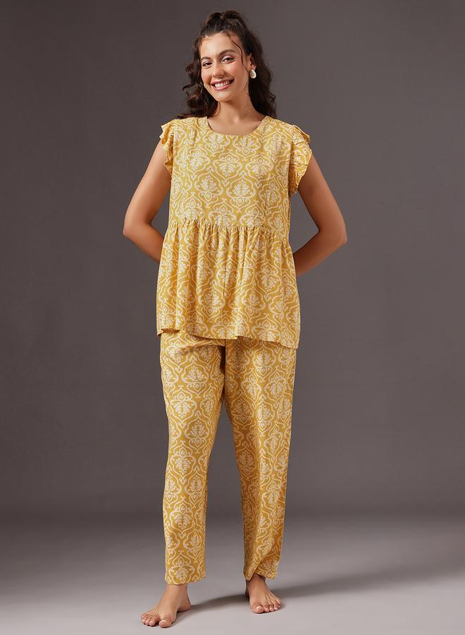 Clovia Paisley Print Top and Pyjama Set - Image 1